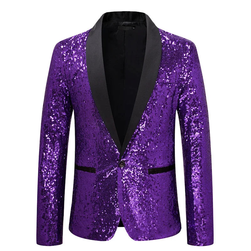 Shiny Gold Sequin Glitter Embellished Blazer Jacket Men Nightclub Prom Suit Coats Mens Costume Homme Stage Clothes For singers