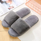 Winter Women Winter House Furry Slippers Non-Slip Casual Indoor Flats Floor Shoes Ladies Flip Flops Warm Shoes Solid Colors