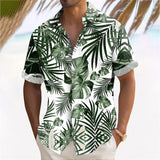 Plant Printed Men's Hawaiian Beach Shirts Summer Casual Short Sleeve Lapel Shirts Holiday Shirts For Men Large Size Men Clothing