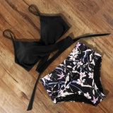 High Waist  Sexy Bikini Set Biquini Swimwear Women Two Pieces Swimsuit Floral Beachwear V-Neck Bathing Suits Female