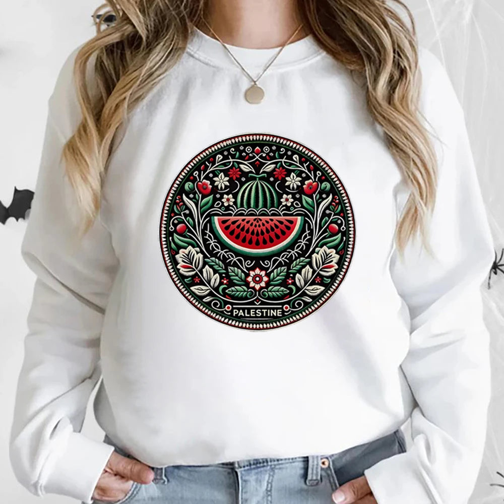 Watermelon Graphic Sweatshirt Aesthetic Fruit Shirt Human Rights Sweater Protest Tee Unisex Long Sleeves Sweatshirts