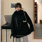 S-3XL Frog Zipper Hoodie Fleece Lined Springtime Embroidery oversized Sweatshirt Harajuku Warm Pullover Korean Style Dropship