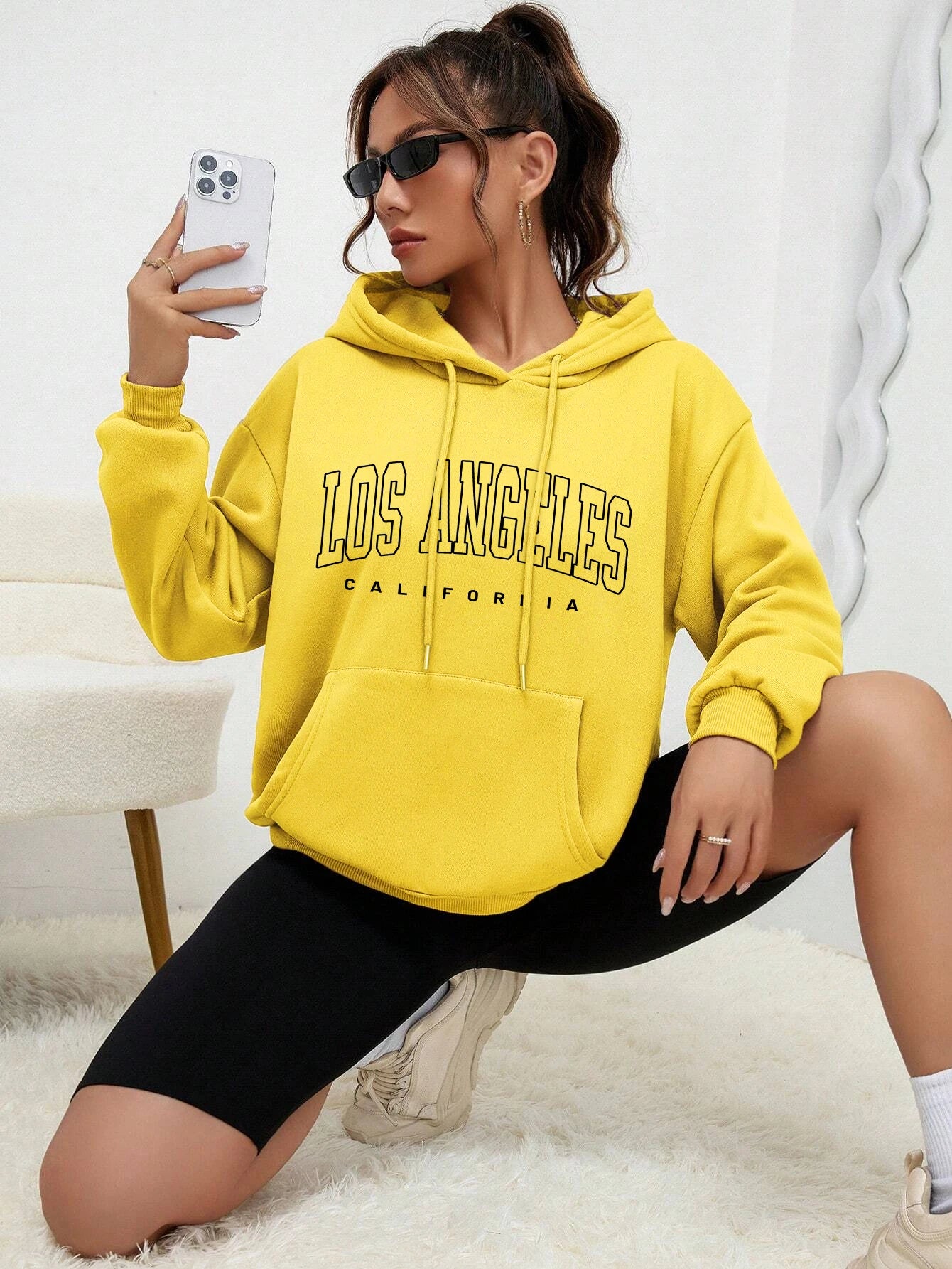 Los Angeles Art Letter Design Women Streetwear American Style Fashion Sweatshirt Autumn Hip Hop Female Hoodies Casual Fleece Top