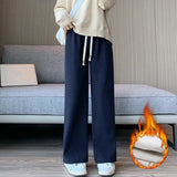 Women Long Pants Spring Autumn Women Elastic Waist Stright Long Wide leg pants Casual Female Long Pants Trousers