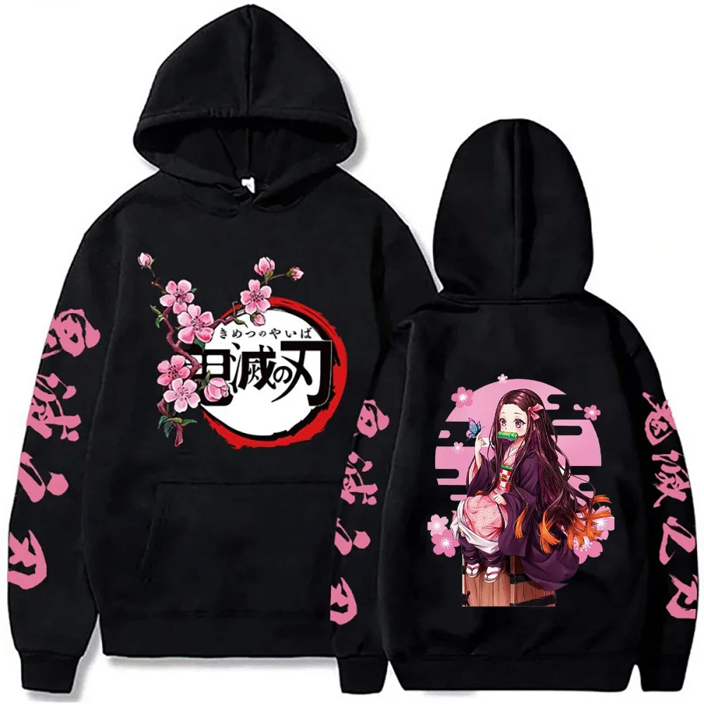 Harajuku Demon Slayer Plus Size Hoodie Kamado Nezuko Graphic Print Women Sweatshirts Long Sleeve Fashion Female Streetwear