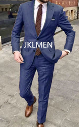 Men's Suit   Handsome Casual 2 Piece Suit For Men Wedding Tuxedos Notched Lapel Groomsmen  Business  Prom Blazer