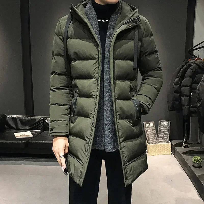 Men Long Down Jackets Winter Coats Chaquetas Hooded Casual Winter Parkas High Quality Male Green Warm Parkas Coats Size 8XL