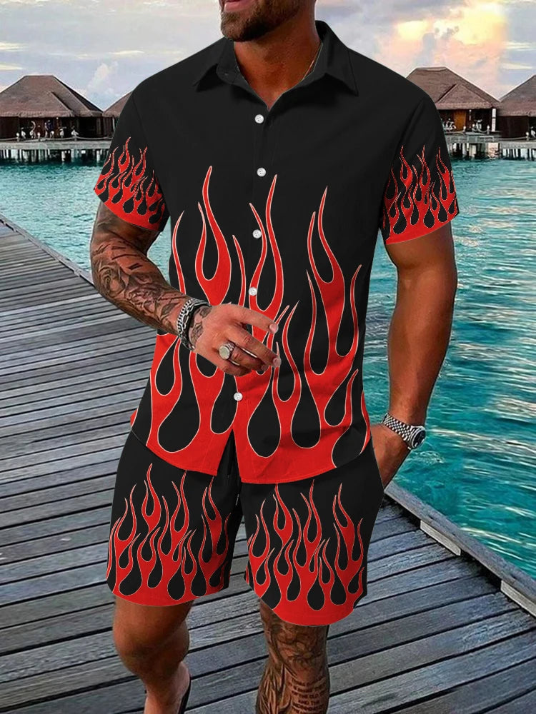 Men's Hawaiian Short-sleeved Shirt And Beach Shorts Set Beach Resort Men's Casual Shirt Summer Everyday Men's Sports Shorts