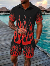 Men's Hawaiian Short-sleeved Shirt And Beach Shorts Set Beach Resort Men's Casual Shirt Summer Everyday Men's Sports Shorts