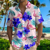 Summer Animal Crane Men Hawaiian Shirt 3d Plant Shirt For Men Flower Print Plus Size Hawaiian Shirts Beach Flower Shirt