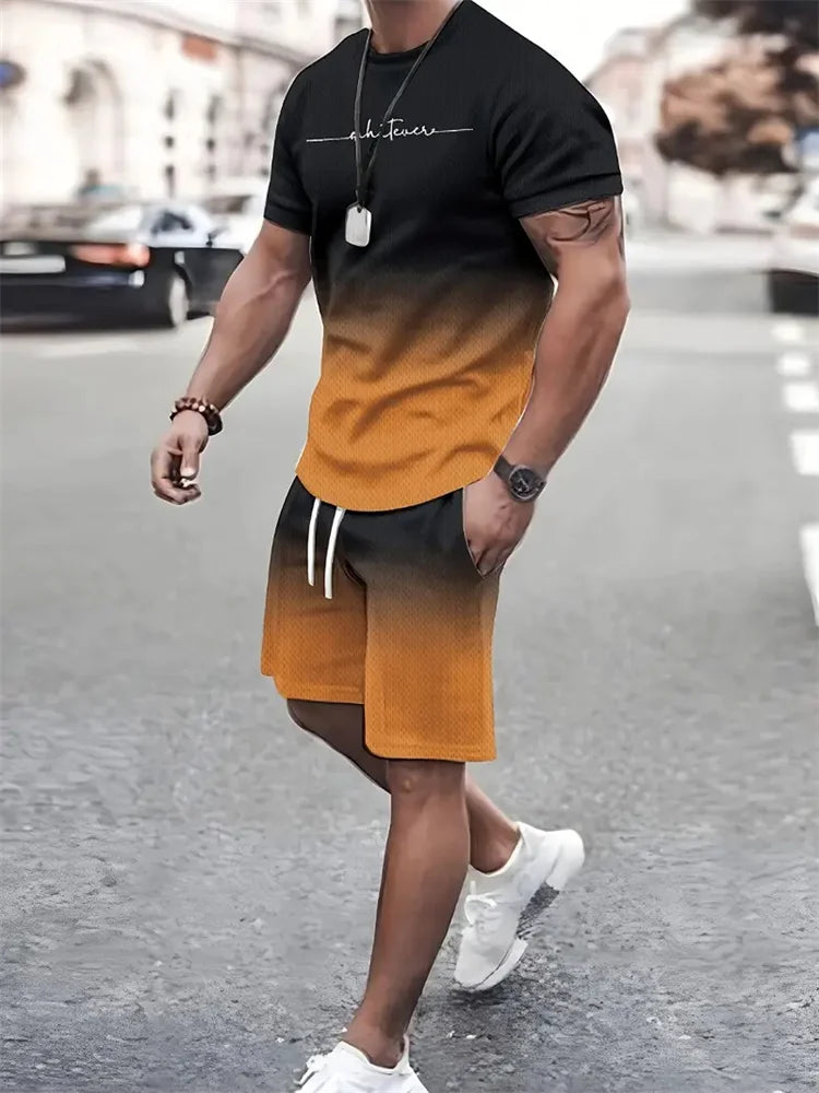 New Summer Street Men's Suit Sportswear Men's Oversized Clothing 3D Print T-Shirt Shorts Men's Simple Clothing Fashion Suit