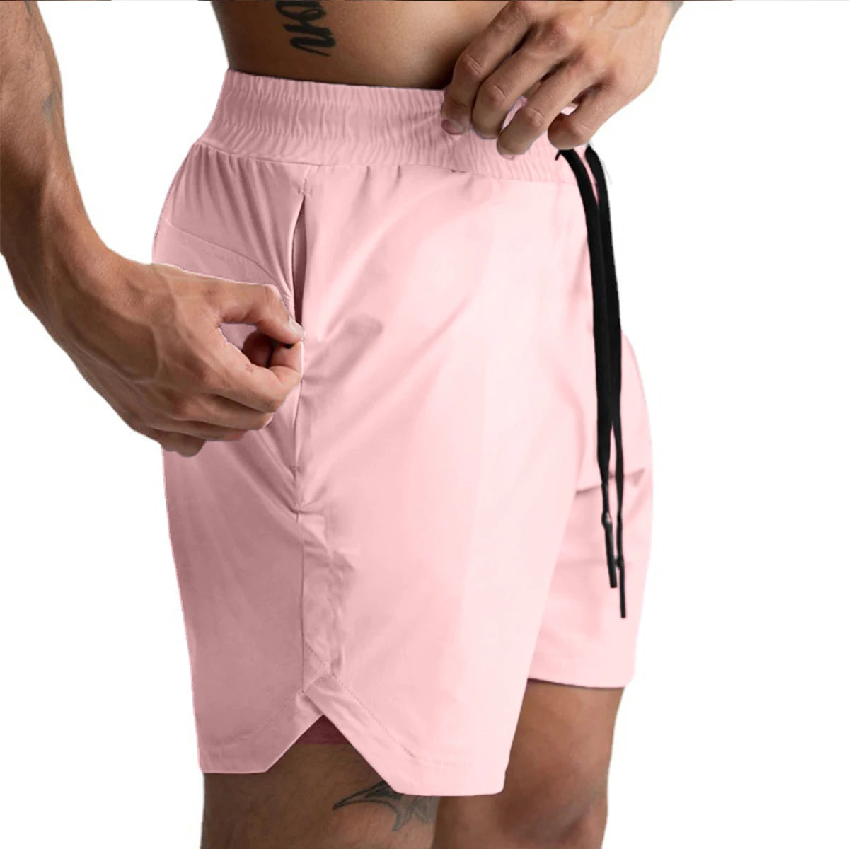 New Men's Shorts Single-Layer Woven Quick Dry Solid Color Running Fitness Sports Casual American Fifth Pants Comfortable