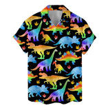 Animal Cat Raccoon Hawaiian Shirts Men 3D Print Dinosaur Pattern Shirt Button Lapel Short Sleeves Fashion Aloha Shirt Clothing