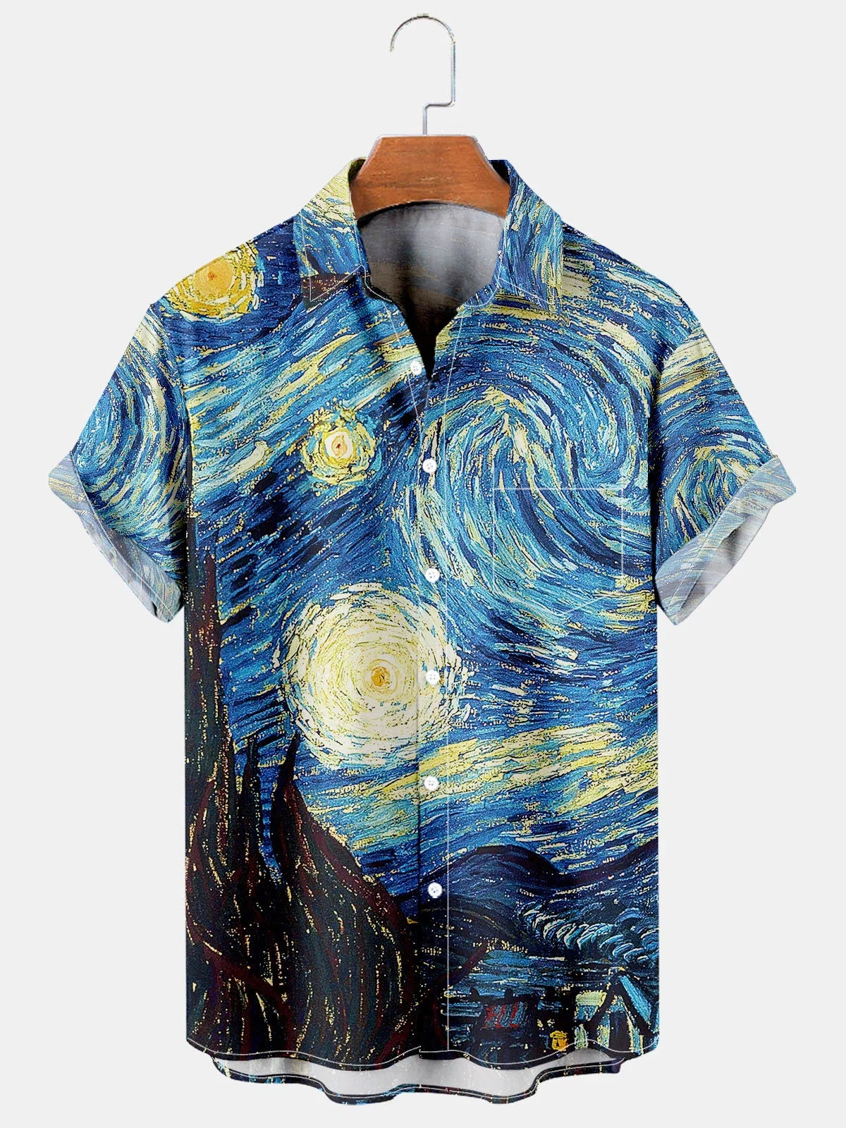 Vintage Men's Hawaiian Shirts Starry Sky Graphic Clothing Oversized Short Sleeve Tops Ukiyoe Apparel Summer 5XL For Male Shirt