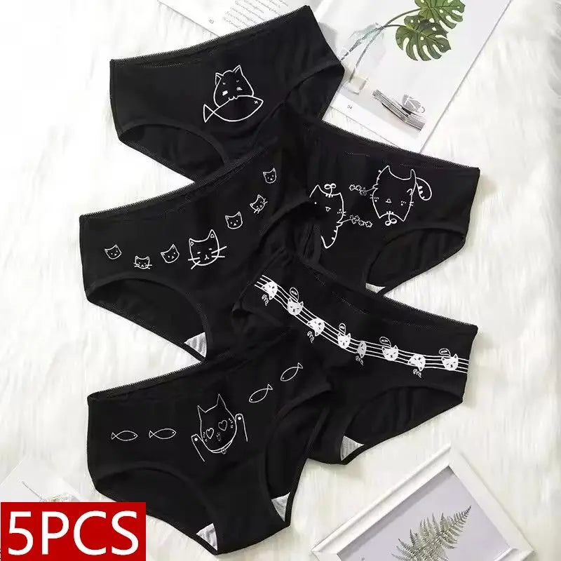 5Pcs/set Cotton Cartoon Cute Panties Girls' Short Underwear For Women Ladies Pantys Female Soft Underpants Sexy Lingerie M-XL