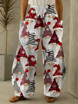 Ladies'Casual Pants Santa Claus Reindeer Print Elastic Waistband Pockets Casual Loose Pants Street Fashion Women's Clothing