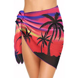 Summer Women Print Short Sarongs Swimsuit Coverups Beach Bikini Wrap Sheer Short Skirt Chiffon Scarf Cover Ups for Swimwear