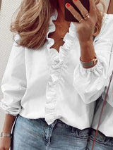 New European and American long sleeved ruffled shirt for women's shirts in spring and summer