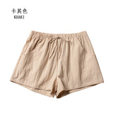 Cotton Linen Shorts Women's Sports Shorts Summer Solid High Waist Black Shorts Women Fashion Casual Basic Short Pants