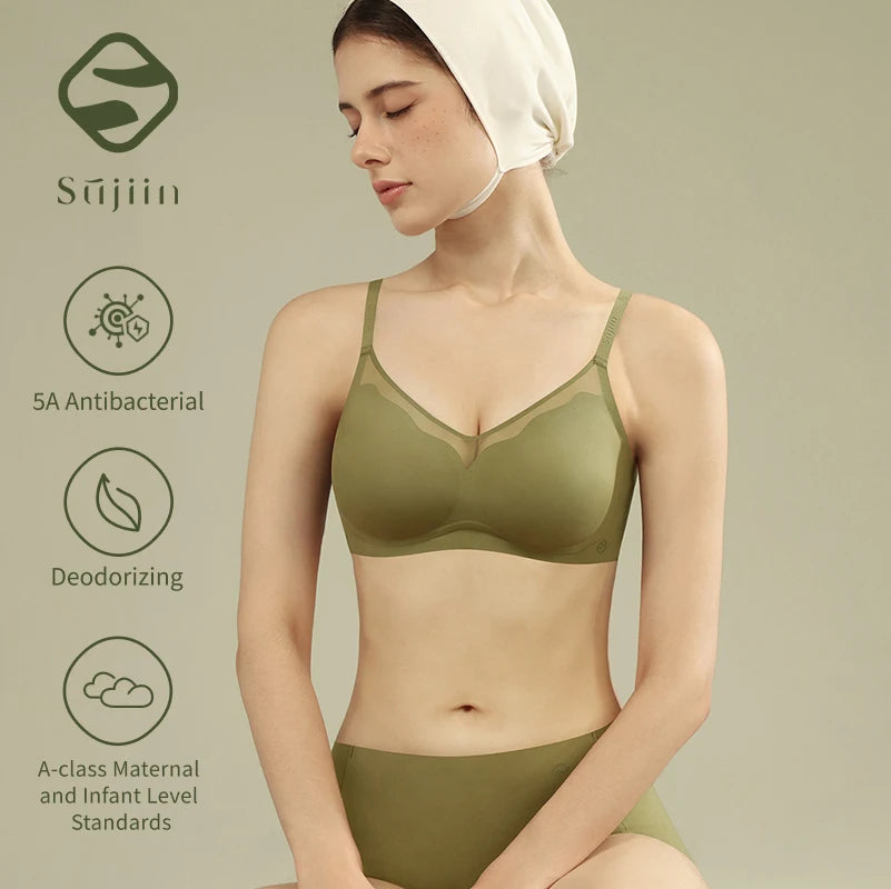 SUJIIN Women's Push Up Seamless Bra Female Wireless Everyday Supportive Lift Bras for Women Thin Breathable Bralette Woman MX228