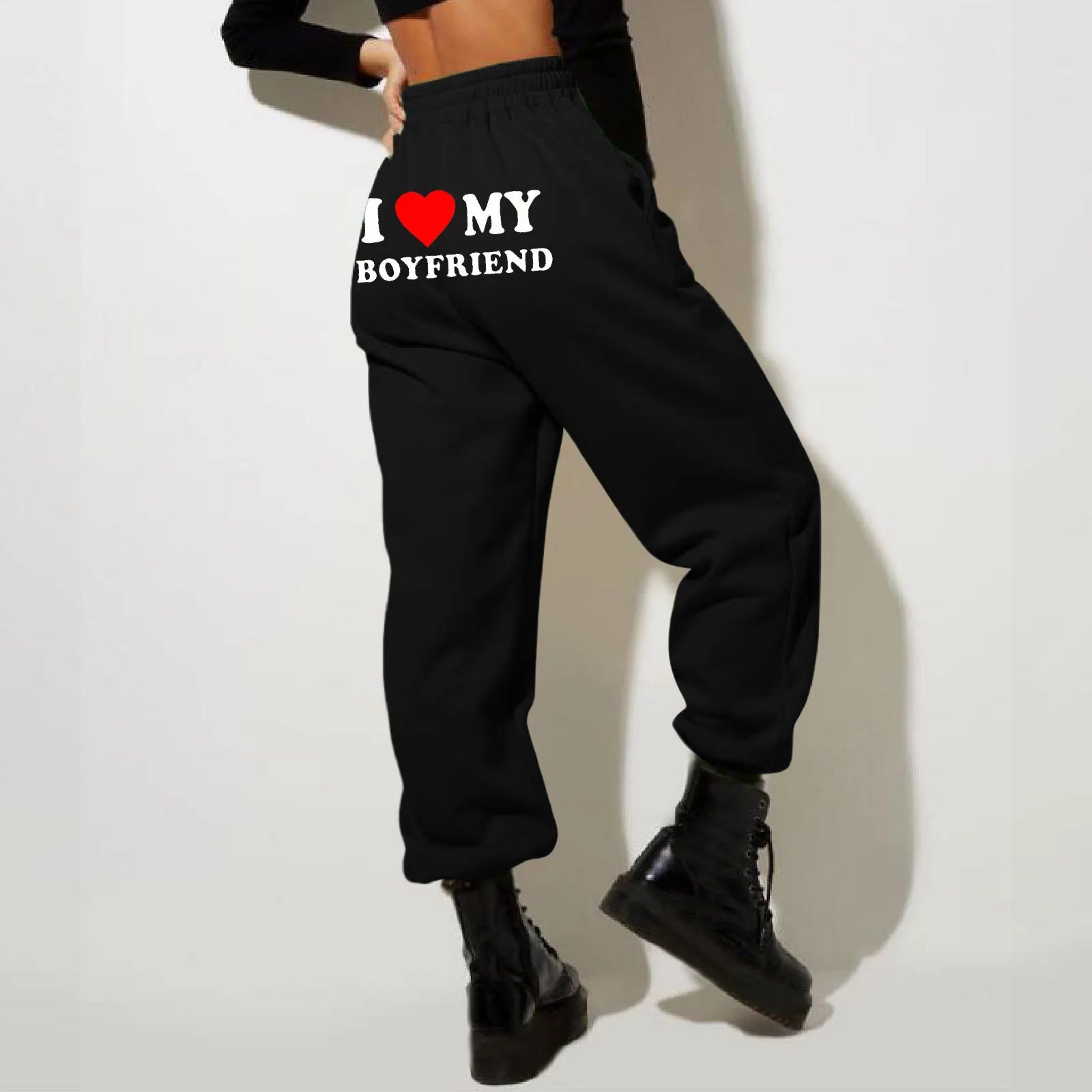 Women’S Fleece Lined Sweatpants Valentine'S Day Love My Boyfriend PrintPants Bottom Sweatpants Joggers Pants High Waisted Pants