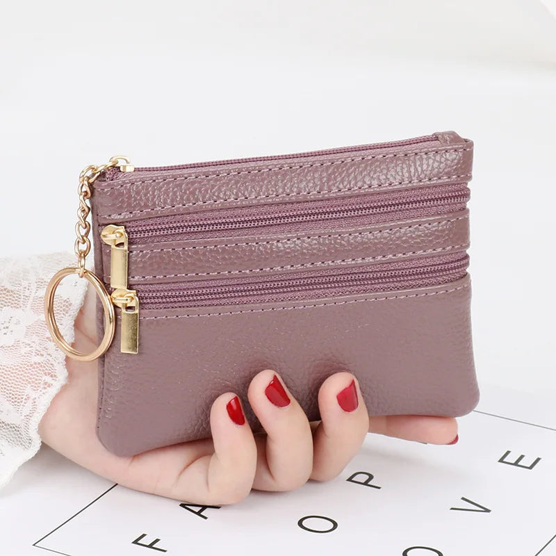 Fashion Women Wallet Clutch Three Zip Female Short Small Coin Purse New Brand Design Soft Mini Card Holder Wallet Money Bag