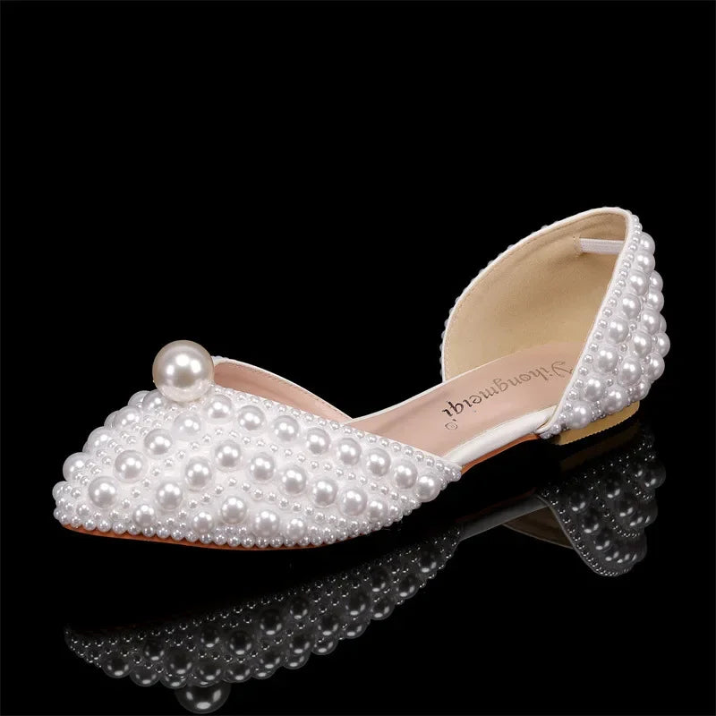 Maogu Women Sandals Fashion High Quality Wedding Shoes Women New Pearls Studs Luxury Peep Toe High Heels Buckle Woman Sandal