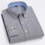 High-Quality Men's Oxford Cotton Shirt Spring Autumn Long Sleeved Comfortable Home Travel Korean Designer Style