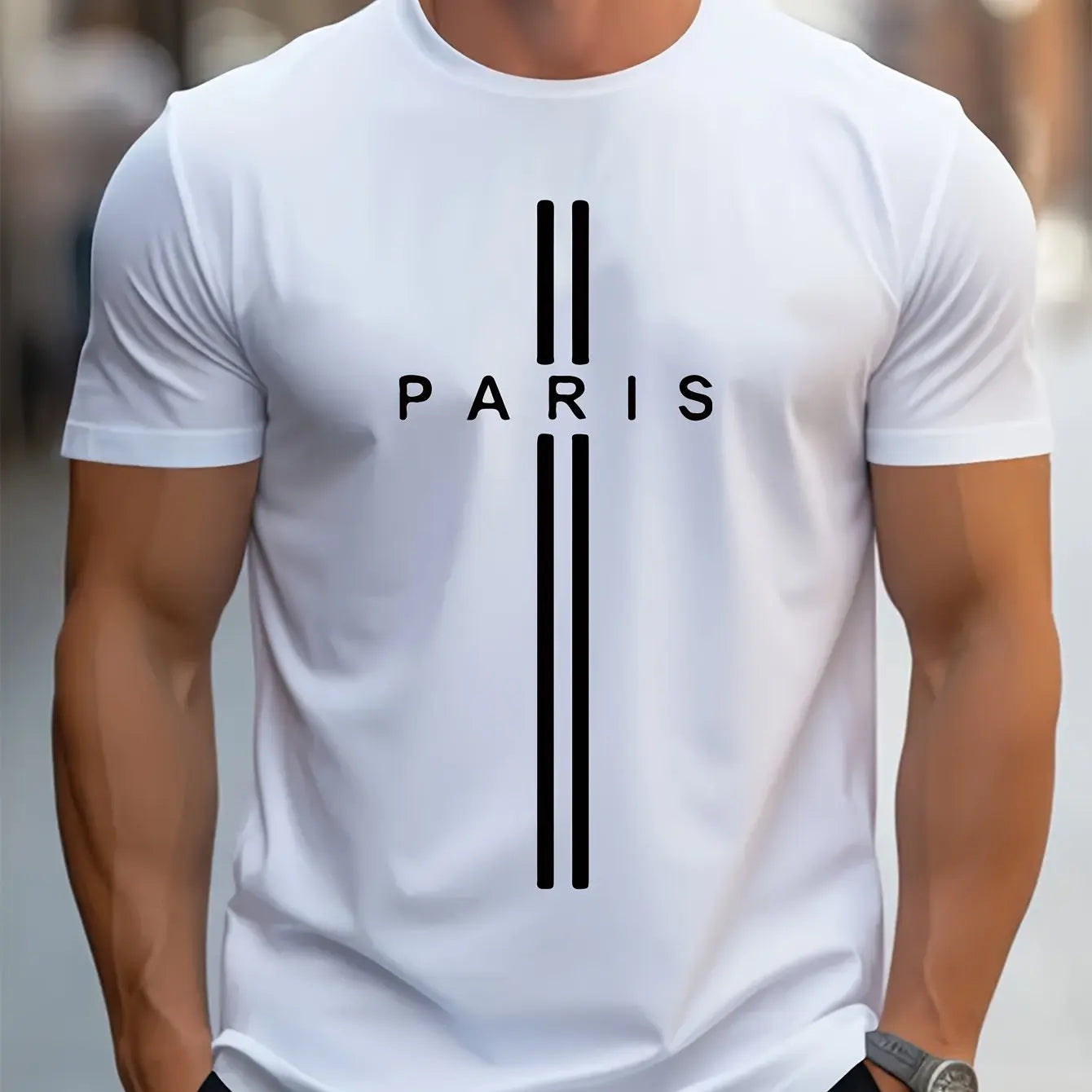 summer loose fitting oversized Paris print casual slim fit round neck short sleeved T-shirt top