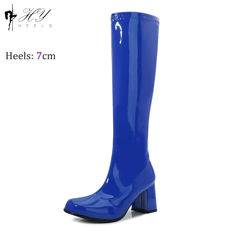 Costumes 60s 70s Go Go Boot Retro1960s Ladies Women's Knee-High Boots Fancy Dress Gogo Party Dance Gothic Shoes