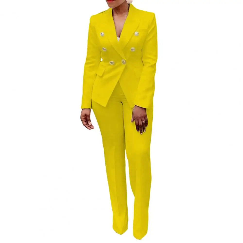 2Pcs/Set Blazer Trousers Suit Fashionable Warm High Waist for Holiday Suit Jacket Pants Set Office Blazer Pants Set