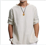 Men's New 3/4 Sleeve Loose Solid Casual Large Pullover T-Shirt