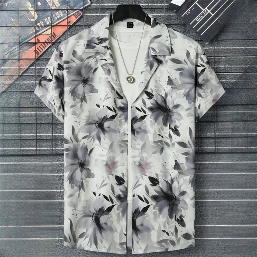 3D Printed Geometry Men's Shirts Color Block Graphics Fashion Button Short Sleeve Lapel Hawaiian Blouse shirts for men Summer