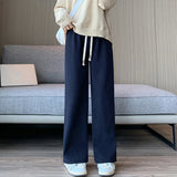 Women Long Pants Spring Autumn Women Elastic Waist Stright Long Wide leg pants Casual Female Long Pants Trousers