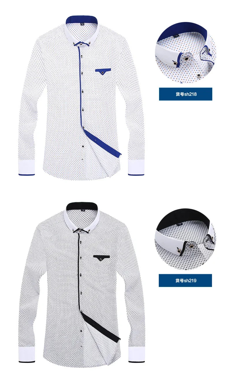 Floral Button Down Men Shirt Brand Male High-Quality Long Sleeve Shirts Casual Slim Fit Black Man Clothes Dress Shirts