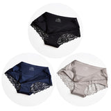 TrowBridge 3PCS/Set Women's Panties Exquisite Lace Underwear Sexy Lingerie Big Size Sweet Silk Satin Briefs Soft Cozy Underpants