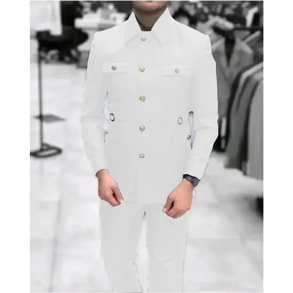 Men's Stand Collar Chinese Style Elegant Suits For Men Slim Fit Formal Groom Tuxedos Prom2 Pcs Classic Male Blazer Costume Homme