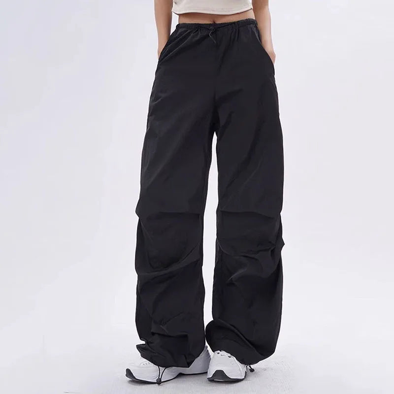 Y2K Parachute Pants Women Harajuku Streetwear Wide Leg Baggy Sweatpants Female Vintage Hip Hop Joggers Cargo Trousers