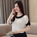 Blouses Summer White Blouse Short Sleeve Blouse Women Blusas Mujer De Moda Verano O-Neck Chiffon Blouse Shirt Tops