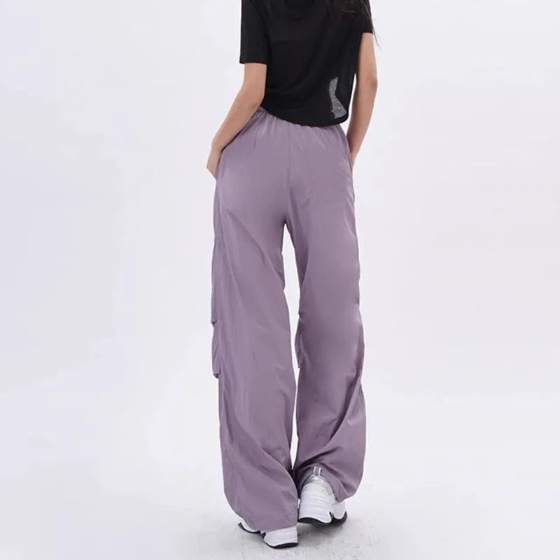 Y2K Parachute Pants Women Harajuku Streetwear Wide Leg Baggy Sweatpants Female Vintage Hip Hop Joggers Cargo Trousers