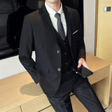 High Quality Business Casual Wedding (suit + Vest + Trousers) New Fashion Banquet Handsome Men's 3-piece Set  S-6XL