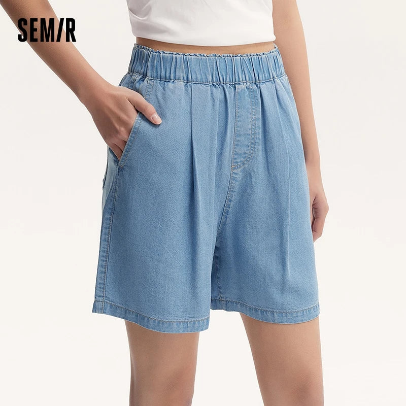 Semir Jeans Women Loose-Fit Simple And Versatile Casual Style Summer New Arrival Elastic Waistband Soft Denim Shorts