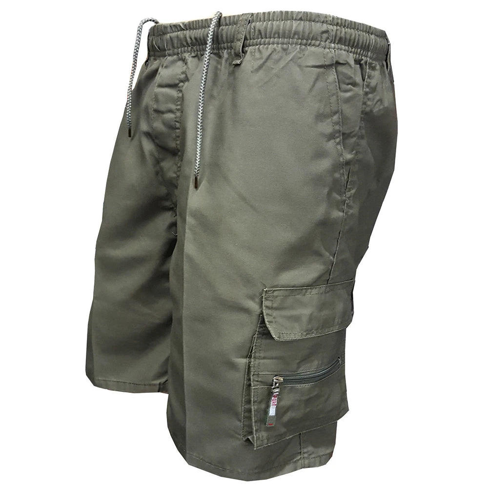 Men's Tactical Shorts Summer Casual Jogging Cargo Shorts Loose Multi-pockets Elastic Waist Work Hiking Overalls Short Pants