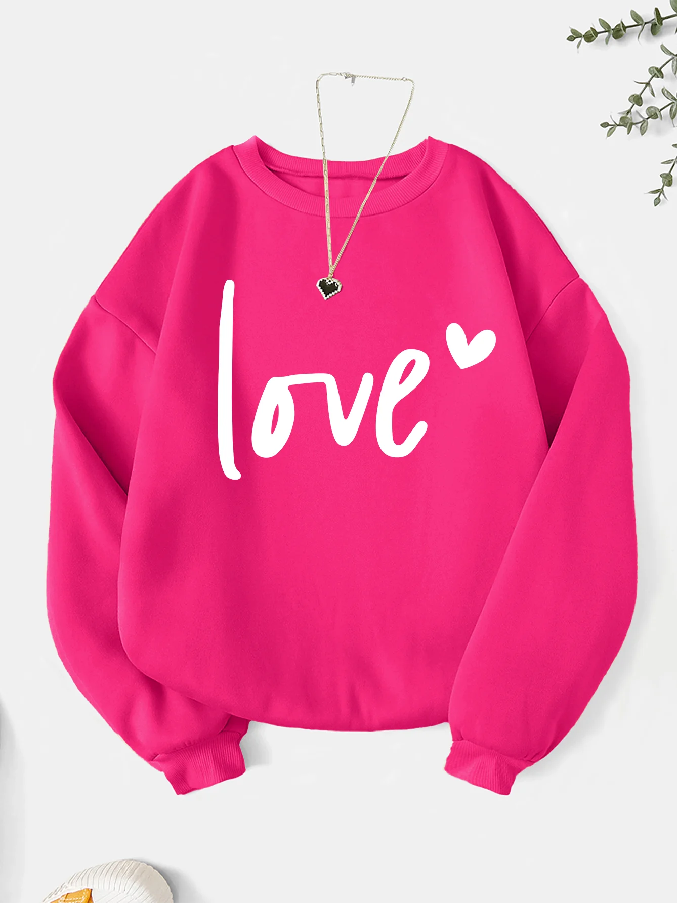 Fashion letter print sweatshirt crew neck casual sweatshirt for winter & fall women's clothing