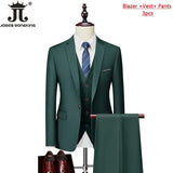 ( Jacket+Vest+Pants ) Formal Business Office Men's Suits Groom Wedding Dress Party Dress Solid colour Suit