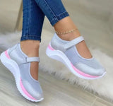 Round Head Knitted Women's Thick Sole Single Shoes Women's Large Size 36-43 Grid Casual Women's Shoes Sneakers Women