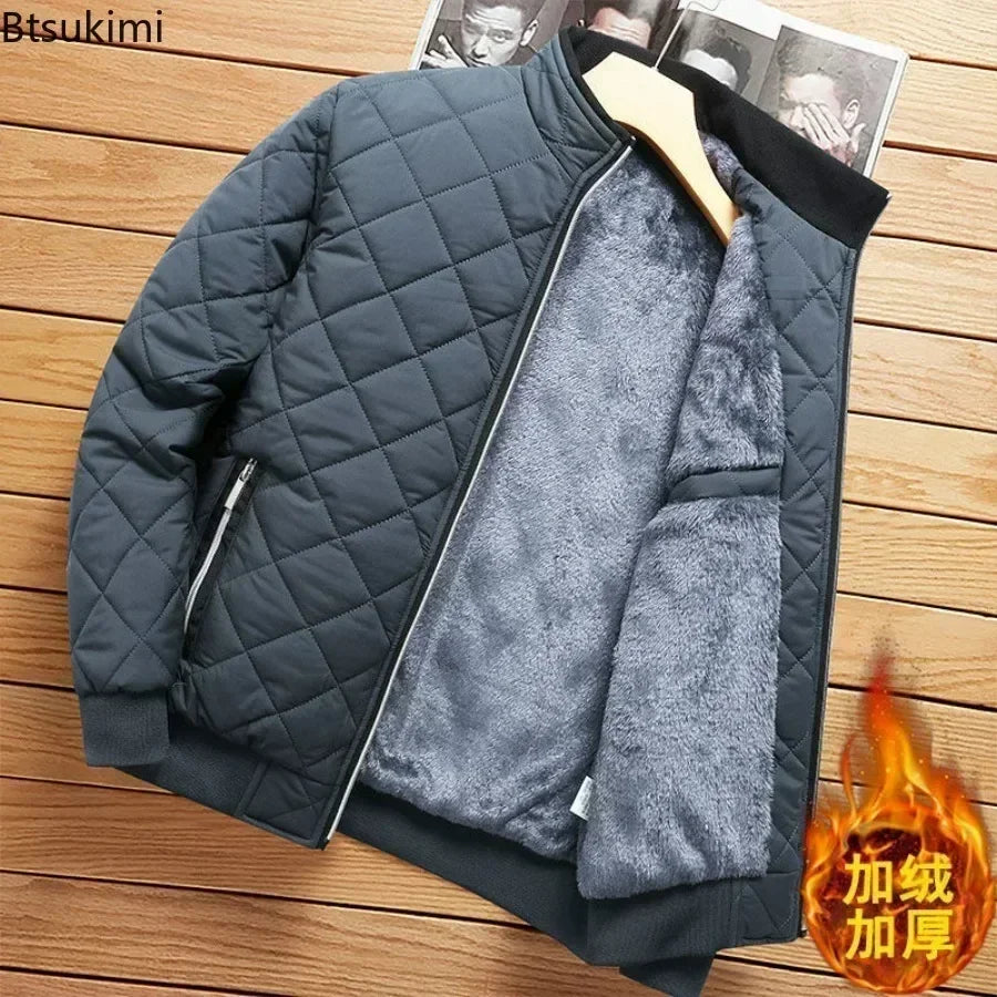 Men's Thick Warm Bomber Jacket Coats Autumn Winter Fleece Lined Casual Jacket for Men Slim Fit Winter Clothing Parkas 5XL