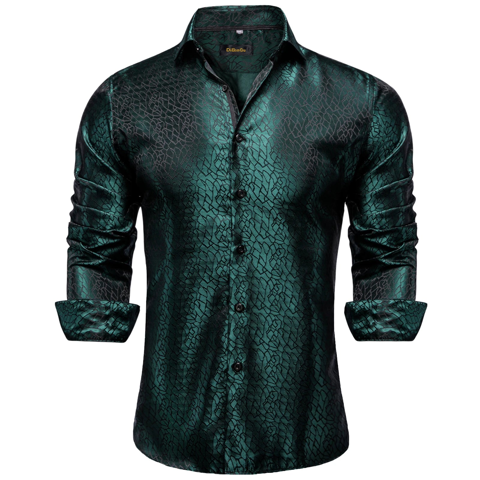 Men's Long Sleeve Black Paisley Silk Dress Shirts Casual Tuxedo Social Shirt Luxury Designer Men Clothing