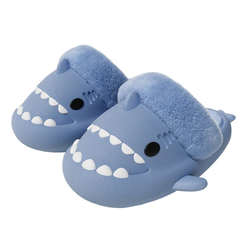 Comwarm Shark Plush Slippers For Women Men Autumn And Winter Warm Cartoon Cotton Slipper Non-Slip Waterproof Outdoor Home Shoes