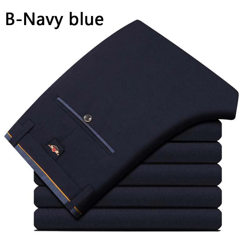 28-40 Men's Summer Fashion Business Casual Long Pants Suit Pants Male Elastic Straight Formal Trousers Plus Big Size 28-40